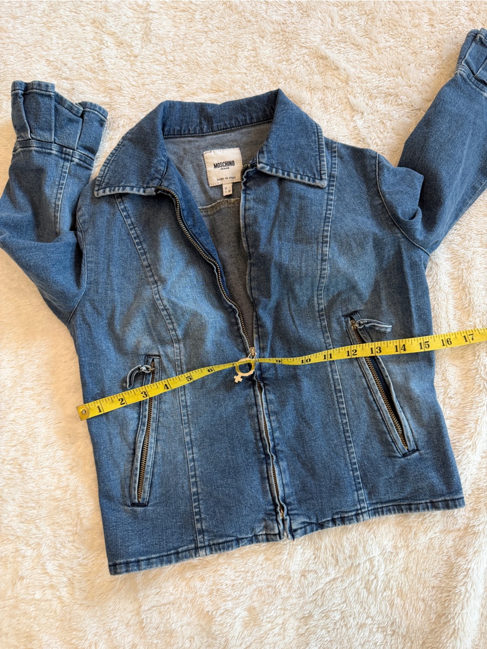 Moschino Blue Denim Zip-Front Jacket Vintage - Picture 1 of 12